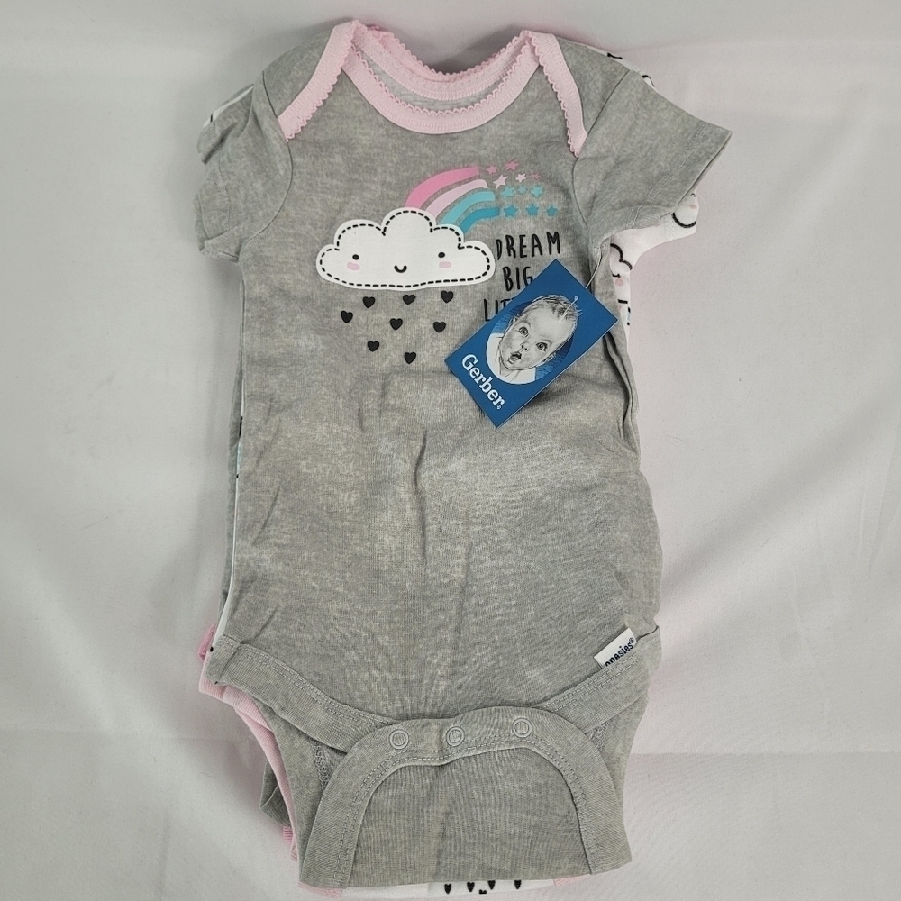 NWT Gerber 8 Pack Babygirl Short Sleeve Onesie Bodysuit 6-9 Months Assorted